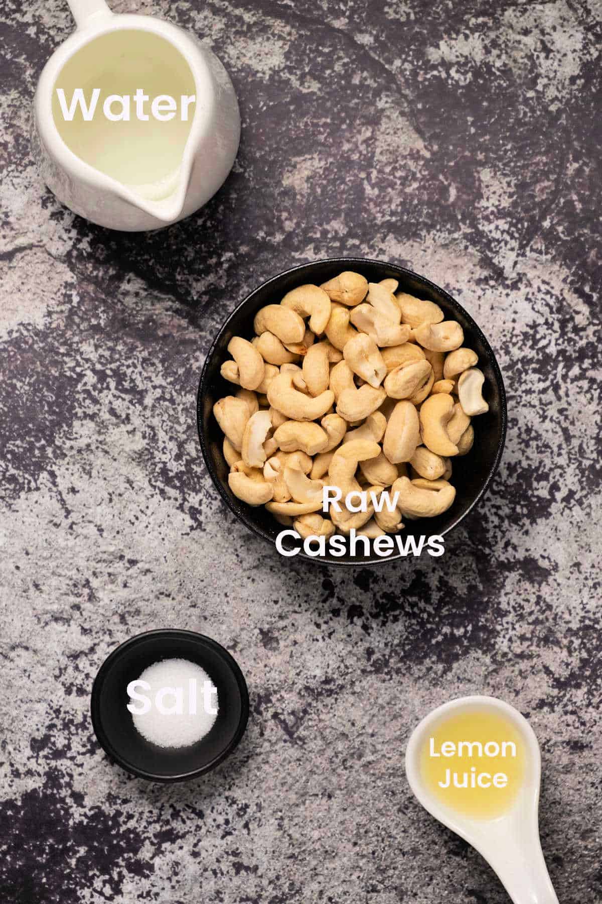 Photo of the ingredients needed to make cashew cream