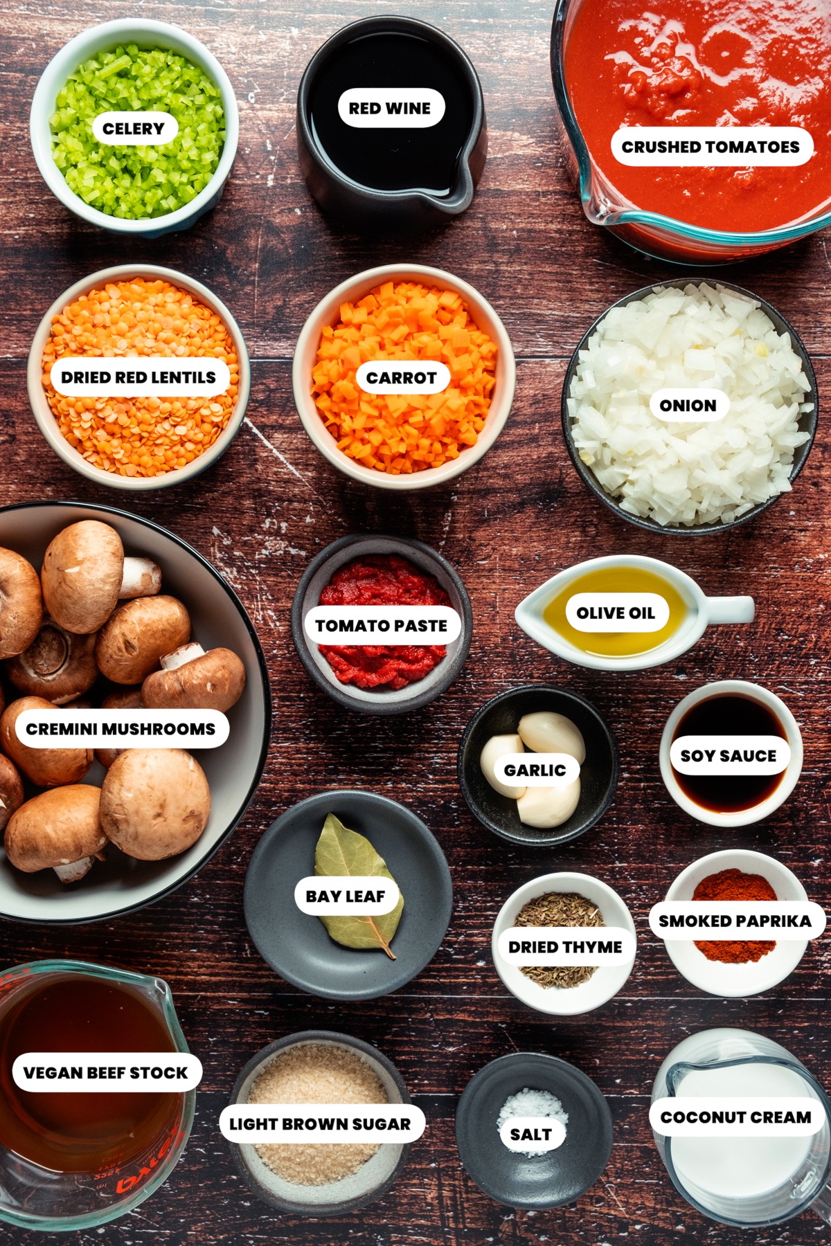 Ingredients to make lentil ragu.