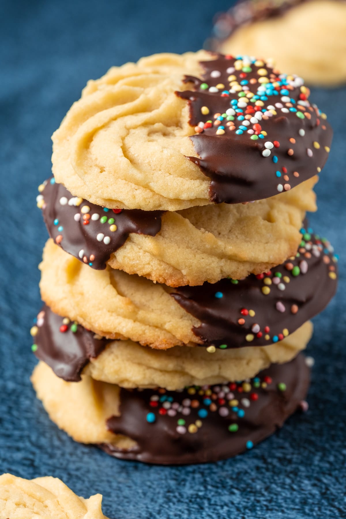 Stack of five butter cookies.