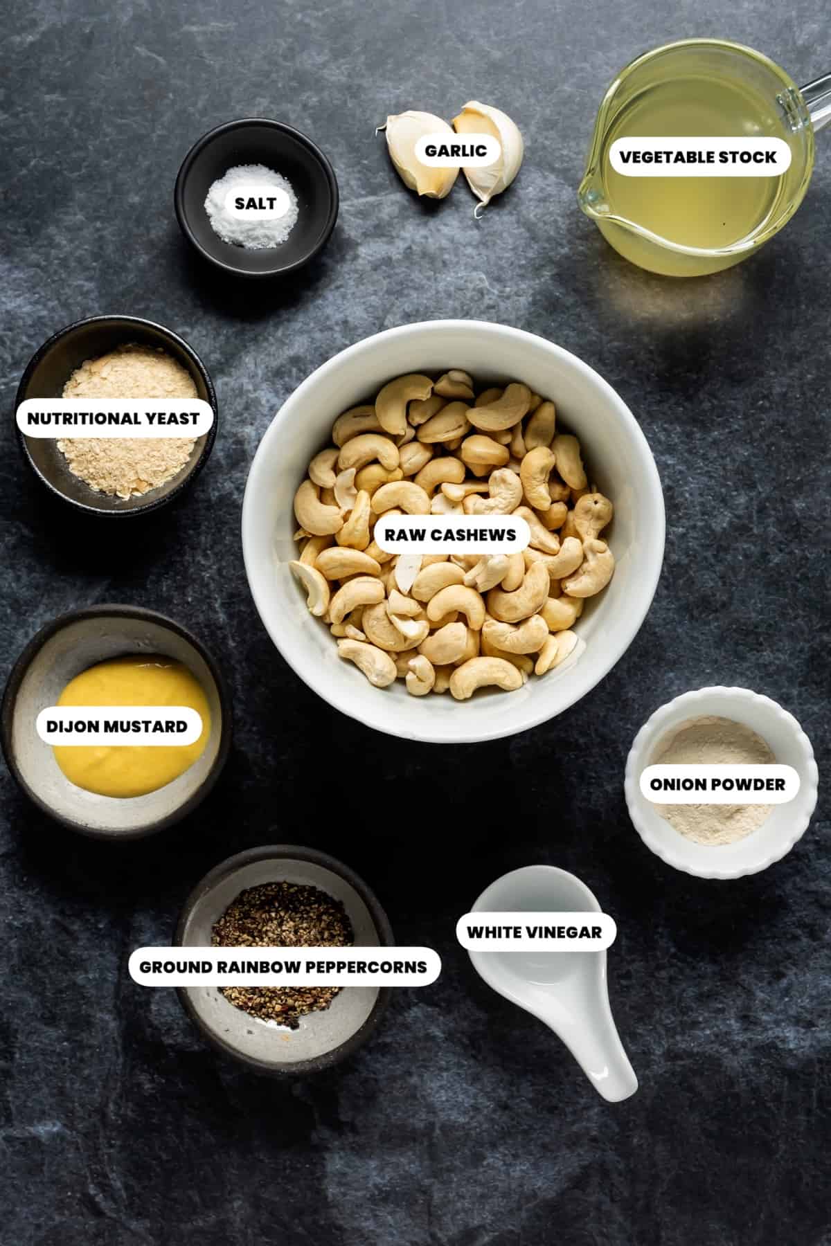 Photo of the ingredients needed to make vegan camembert.