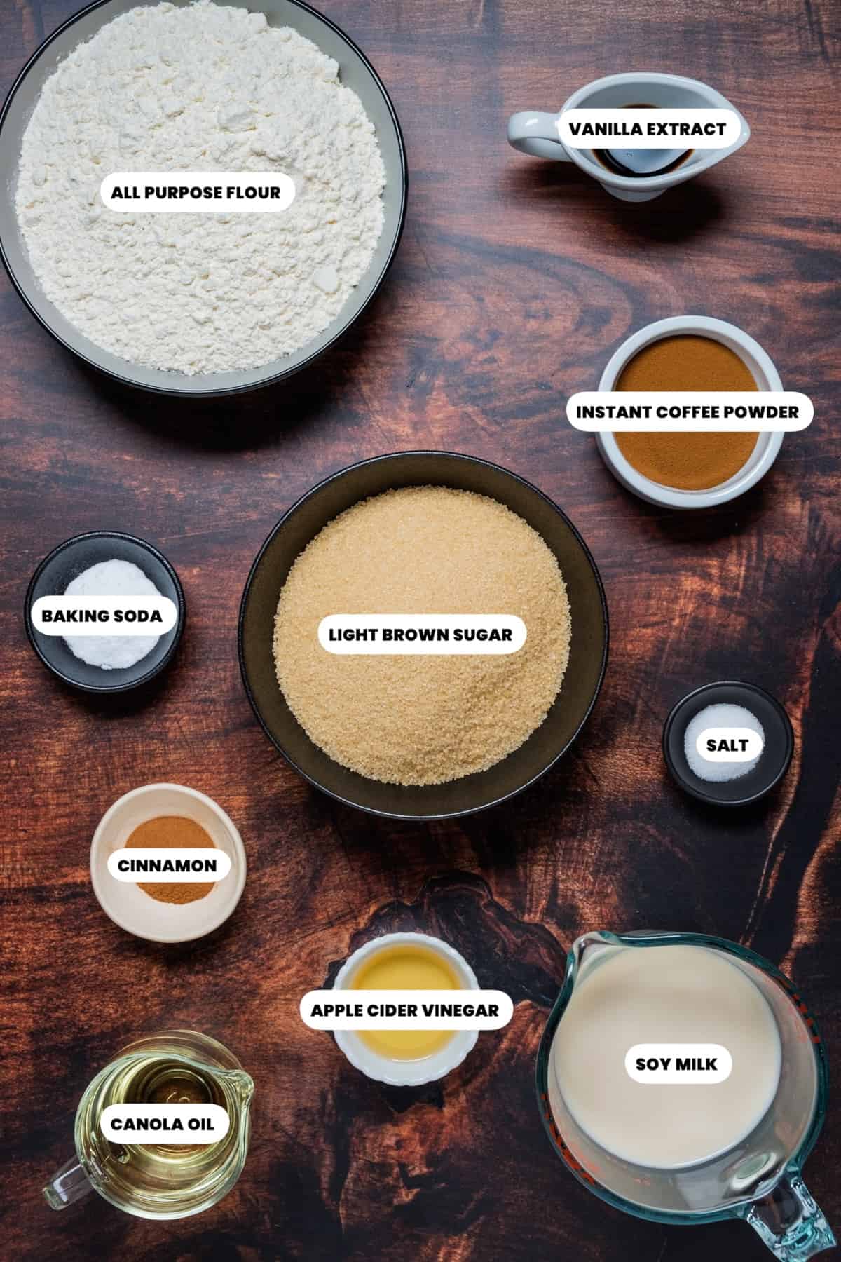 Photo of the ingredients to make vegan coffee cake.