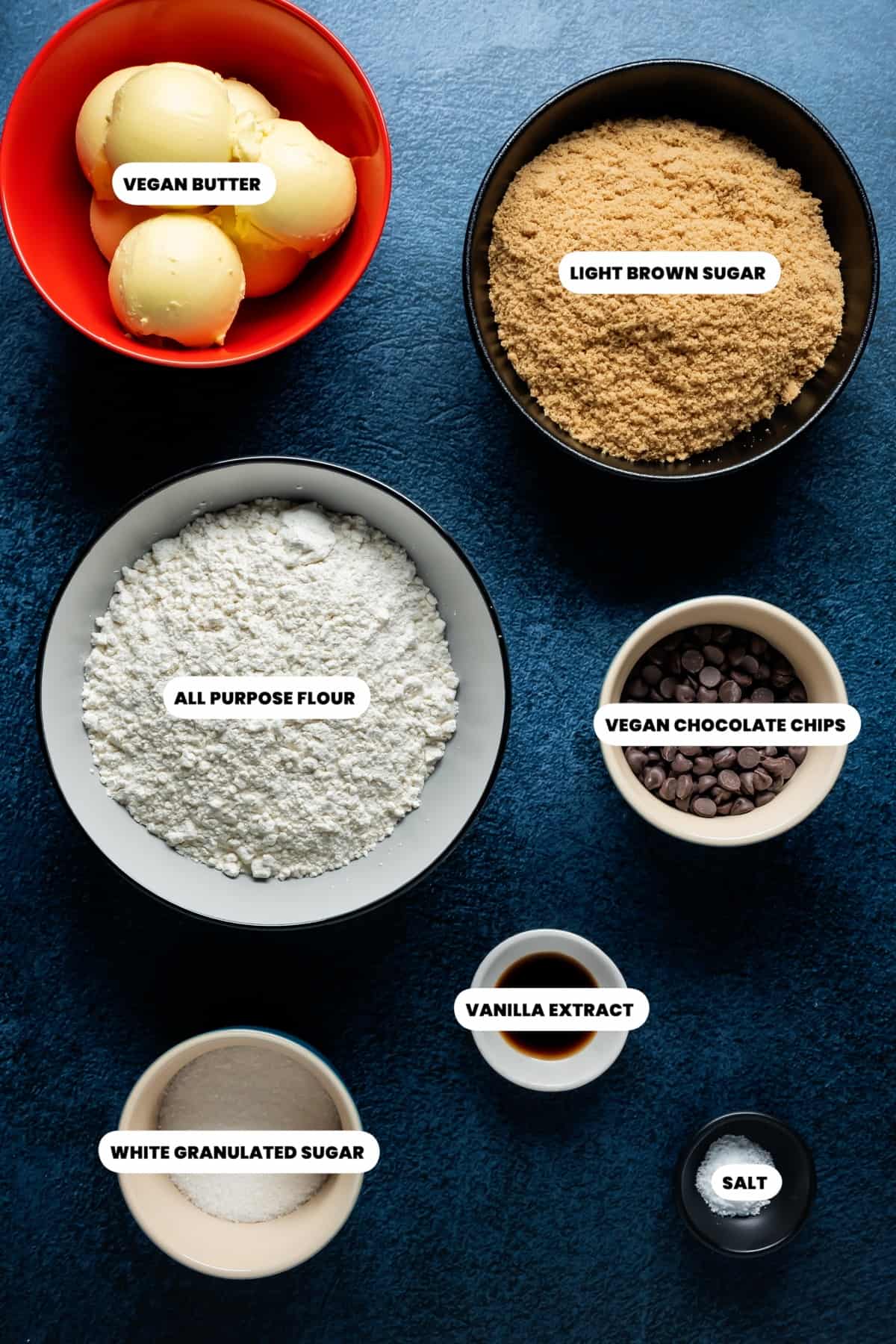 Photo of the ingredients needed to make vegan cookie dough.