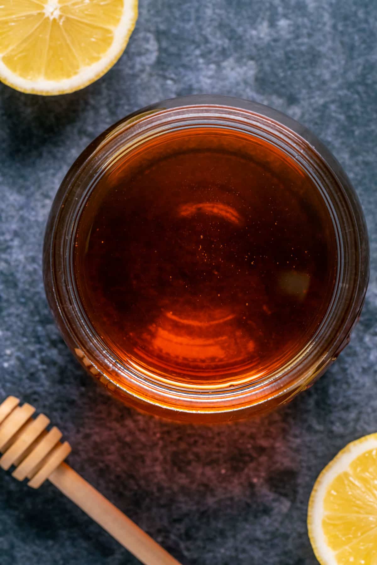 Vegan honey in a jar.