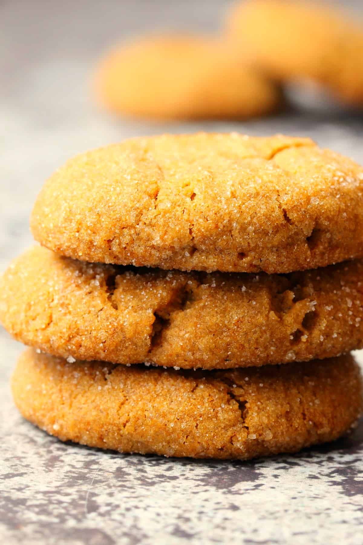A stack of molasses cookies.