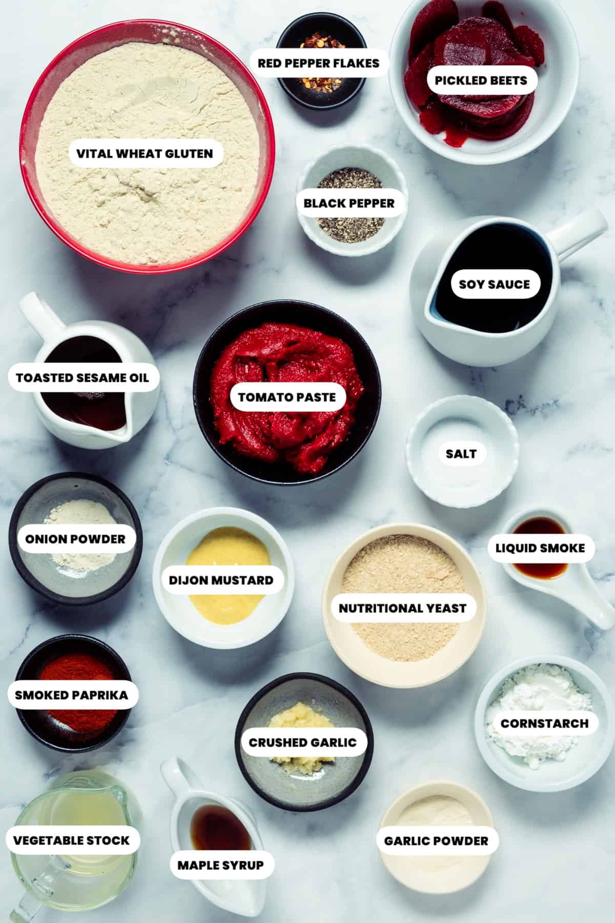 Photo of the ingredients needed to make vegan salami.